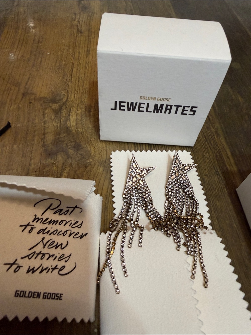 Golden Goose Gold Crystal Star Fringe Drop Earrings - Picture 2 of 8